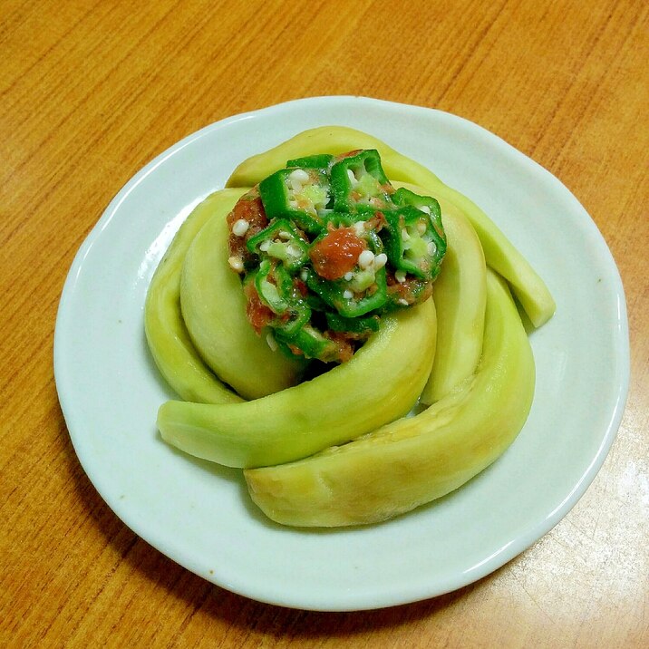 焼きナスの梅おくらソース